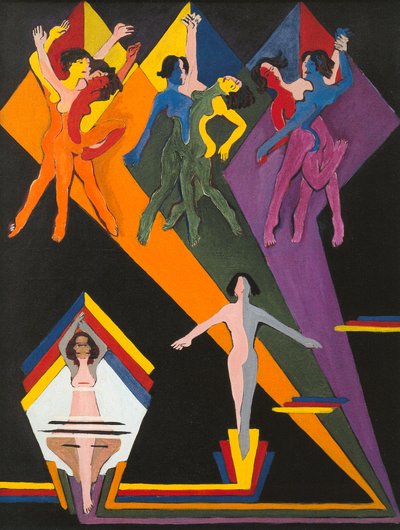 Ragazze che ballano in raggi colorati da Ernst Ludwig Kirchner